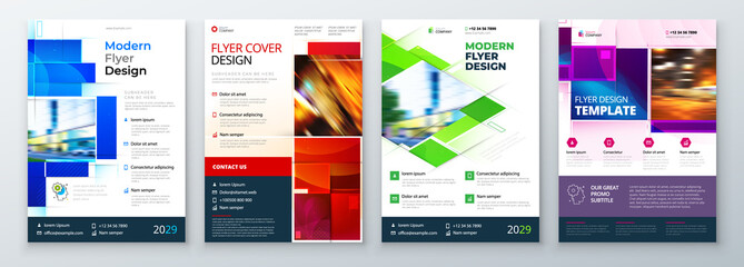 Wall Mural - Flyer Template Layout Design. Corporate Business Flyer, Report, Catalog, Magazine Mockup. Creative modern bright concept with square shapes
