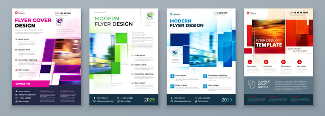 Wall Mural - Flyer Template Layout Design. Corporate Business Flyer, Report, Catalog, Magazine Mockup. Creative modern bright concept with square shapes