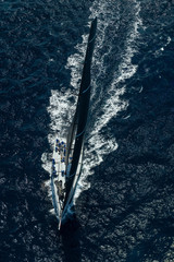 Wall Mural - French Riviera - modern sail race straight above aerial with speed view in St -Tropez