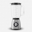 Vector 3d Realistic Electric Silver Steel Chrome Juicer Blender Appliance with Glass Container Icon Closeup Isolated on Transparent Background. Design Template, Health Food and Drink Concept