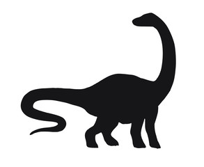 Canvas Print - Vector black diplodocus brachiosaurus dinosaur silhouette isolated on white background