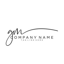 Initial Letter GM Signature Handwriting Logo Vector	