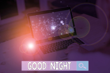 Text sign showing Good Night. Business photo text expressing good wishes on parting at night or before going to bed