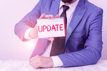 Wall Mural - text sign showing update. business photo showcasing by adding new information or making corrections 