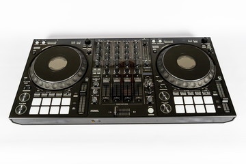 Black modern audio DJ controller Top view