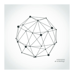 Wall Mural - platonic solid design. connected lines with dots. medical, technology, chemistry and science icon de