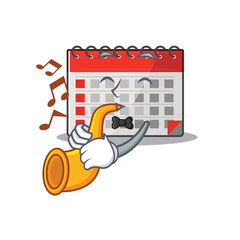 Sticker - Calendar cartoon with in mascot shape with trumpet