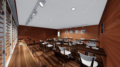 カフェ風 壁木目 人無し イラスト17 Stock Illustration Adobe Stock