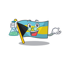 Sticker - Cartoon flag bahamas isolated in happy professor