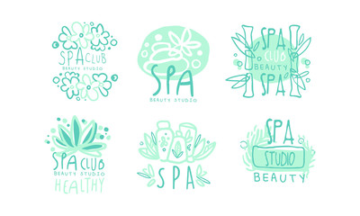 Sticker - Spa Club Labels or Logos Design Vector Set