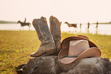 Wild West Retro Cowboy Hat And Boots