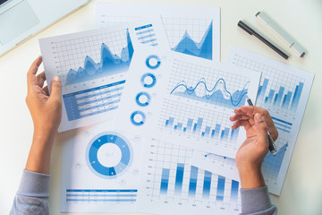 Wall Mural - businessman working data document graph chart report marketing research development planning managem