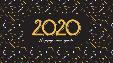 Happy New Year- 2020 . Banner with greeting background design, New Year, social media promotional content. Vector illustration