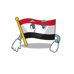 Wall Mural - Waiting cartoon flag yemen in with mascot