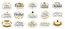 Merry Christmas New Year Gold Black Lettering