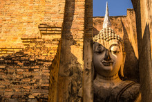 Buddha Statue At Si Chum Temple In Sukhothai Historical Park, Sukhothai, Thailand.