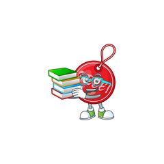 Sticker - Christmas free tag isolated with mascot student bring book