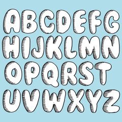 Wall Mural - Hand drawn doodle font. Set of sketch alphabet. Vector illustration for magazines, printings, web posters, hand drawn typography etc.
