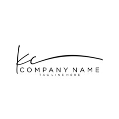 Wall Mural - Initial letter KC Signature handwriting Logo Vector