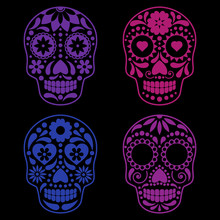 Vector Collection Of Mexican Sugar Skulls On For Calavera