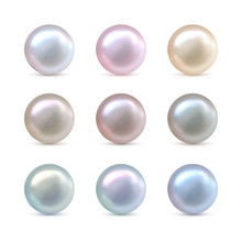Nine Realistic Multicolor Pearls