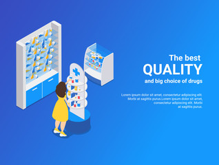 Wall Mural - Pharmacy Isometric Blue Background