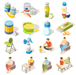 Poster - Baby Feeding Isometric Icons 