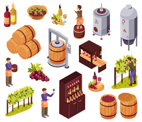 Canvas Print - Wine Production Icons Set