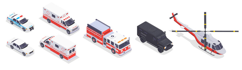 Canvas Print - Emergency Service Isometric Set