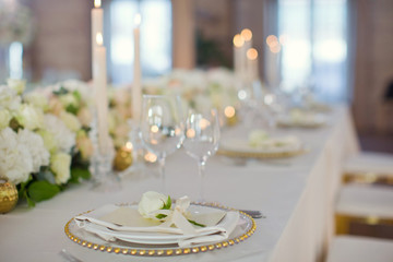 Wall Mural - Beautiful table setting with white flowers