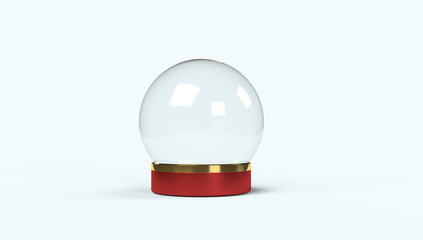 Fototapete - 3d rendering. Empty snow globe with red and gold color on white isolated background.