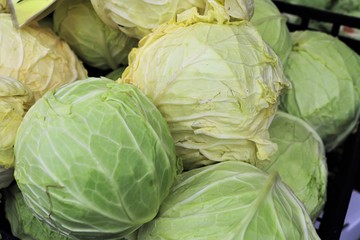 close up of cabbage on display at the market