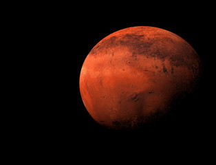 Wall Mural - mars planet in space concept covered in shadow with surface detail