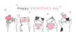 Draw banner cute cat for Valentine's day.