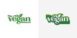 vegan typography logo design template vector