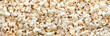 Popcorn background and texture. Panorama. View from above.