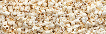 Popcorn Background And Texture. Panorama. View From Above.