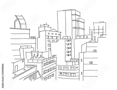 Dekoracja na wymiar  szkic-panoramy-miasta-krajobraz-architektury-budynku-widok-z-okna-zwykle-miasto-dlon
