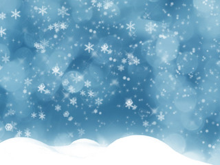 winter christmas background with snow and fir branches frame