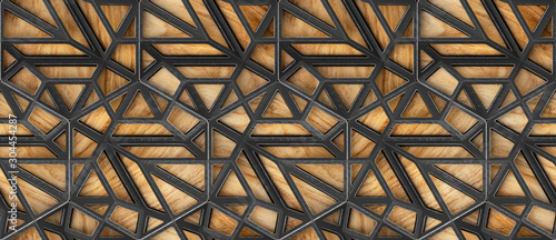 Dekoracja na wymiar  3d-czarny-brud-loft-kratowe-plytki-na-drewnianym-debowym-tle-material-drewno-dab-wysokiej-jakosci-bezszwowa-realistyczna-tekstura