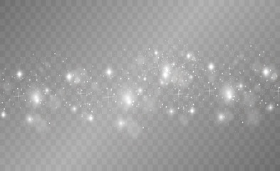 white sparks and golden stars glitter special light effect. vector sparkles on transparent backgroun
