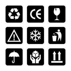 Wall Mural - packaging product caution icon vector symbol