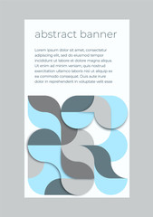 Wall Mural - abstract banner template of geometric radial shapes in blue and gray colors with place for text. vec