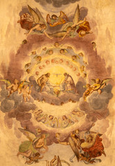 Wall Mural - COMO, ITALY - MAY 11, 2015: The ceiling fresco of Holy Trinity in church Chiesa di San Orsola by Gian Domenico Caresana (1616).