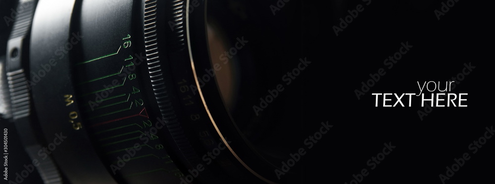 Camera lens with the copy space - obrazy, fototapety, plakaty 
