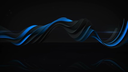 Wall Mural - Blue and black twisted spiral shape spinning. Computer generated seamless loop animation. Abstract geometric 3D render 4k UHD (3840x2160)