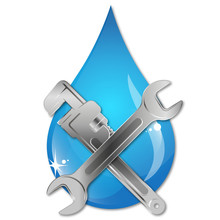 Water Drop Wrench For Plumbing Repair Symbol