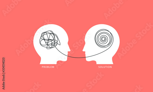 Fotografía Two humans head silhouette psycho therapy concept