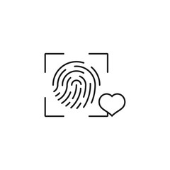 Wall Mural - fingerprint love - minimal line web icon. simple vector illustration. concept for infographic, websi