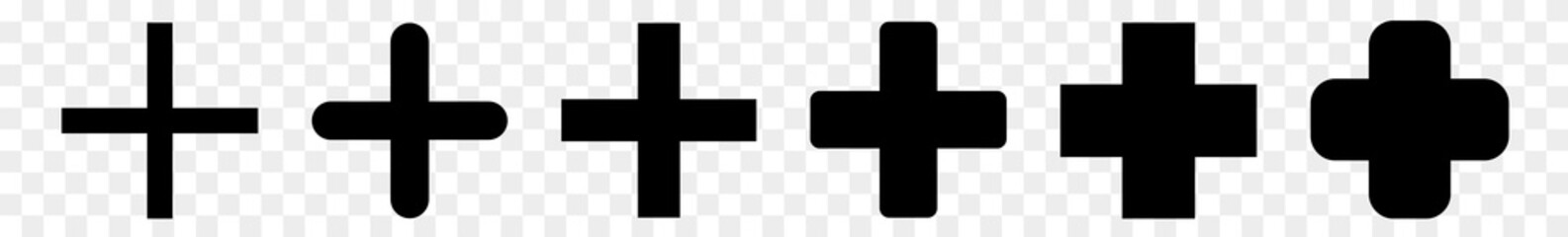 plus icon black | pluses | cross symbol | addition logo | positive sign | isolated transparent | var